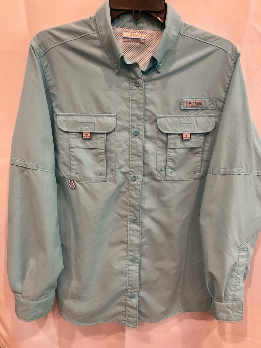 Columbia Men's Aqua Blue- Green Long-Sleeve Performance Shirt